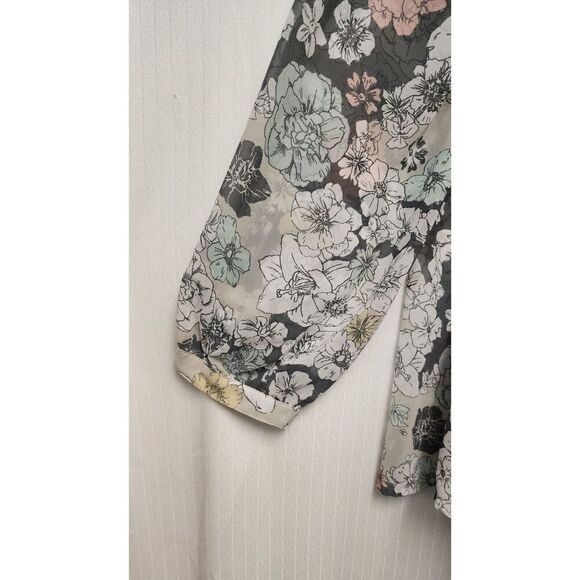 MOTHERHOOD Maternity Round Neck Floral Chiffon Multicolor Gray Blouse Size XS - Picture 8 of 11